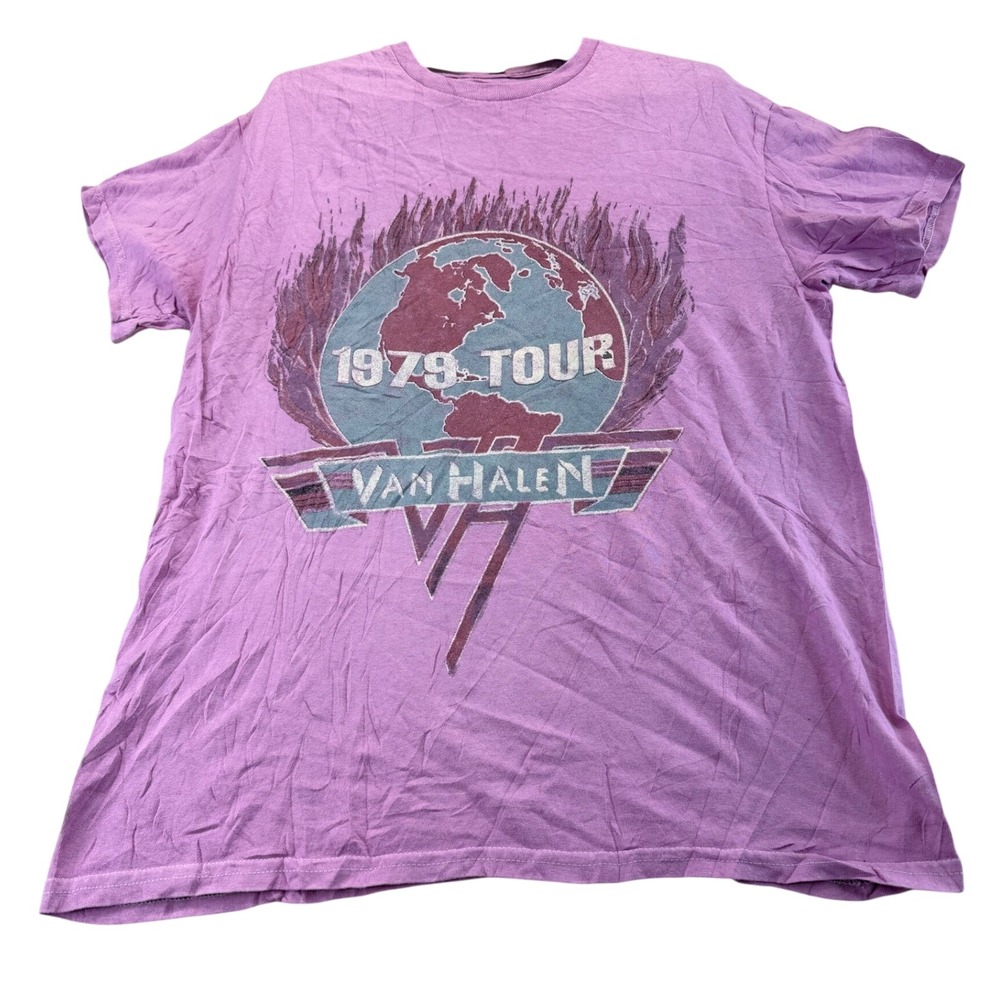 Van Halen T-Shirt Mens M Purple 1979 Tour Graphic Vintage Style Cotton Tee